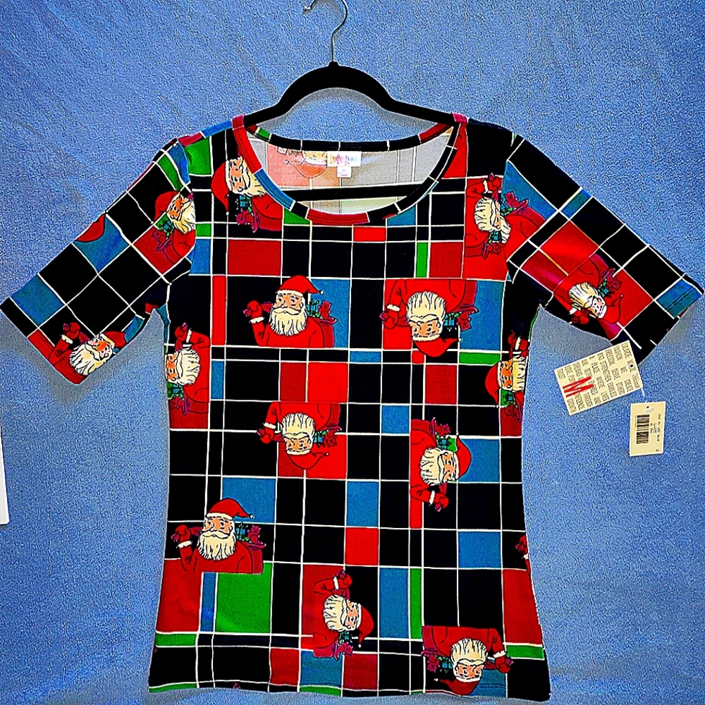 LuLaRoe Gigi Ladies Top Christmas Santas Size M, NWT